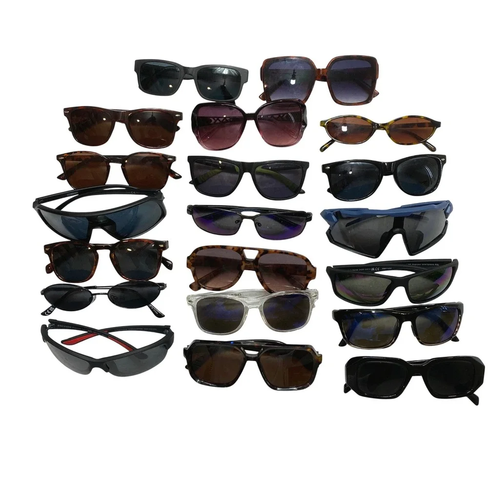 Lot Of 20 Sunglasses Bulk Mixed OS Multicolor Sporty Retro Aviator
